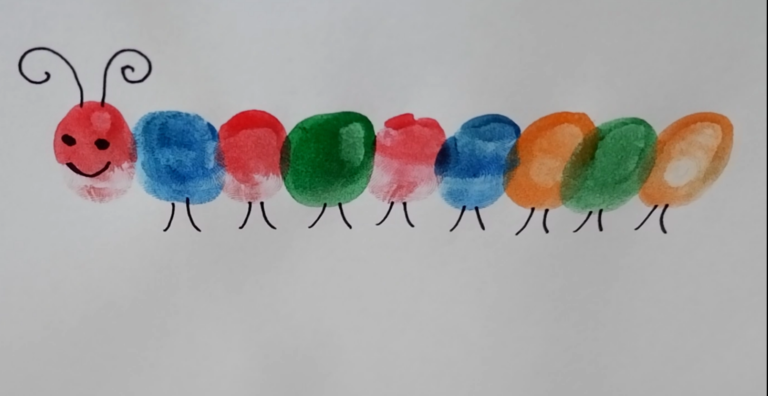 创意课： 毛毛虫手指画 （Fun drawing: Caterpillar Finger Print )